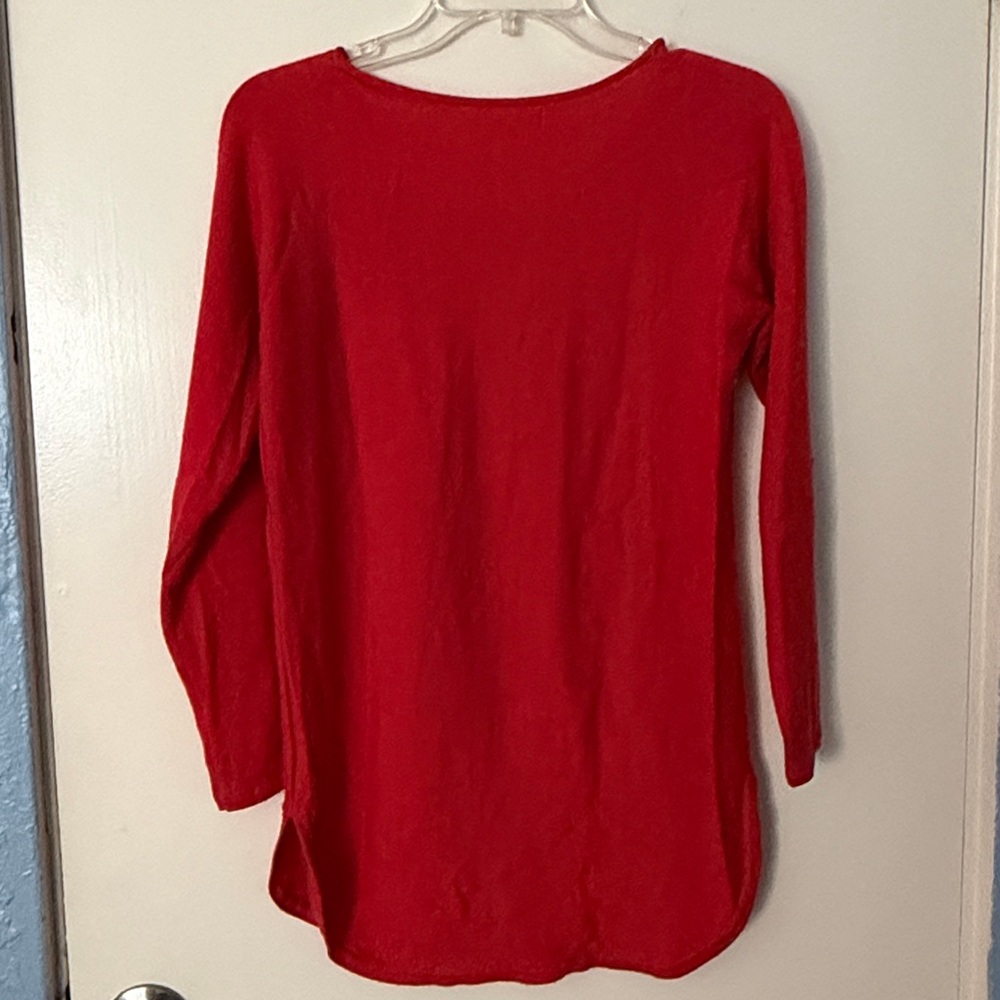Max Studio 100% extrafine merino wool Long Sleeve Tunic Burned Red‎ Sweater - Picture 3 of 3